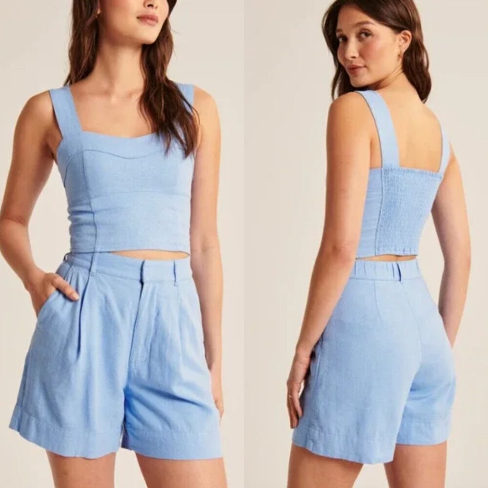 Abercrombie and Fitch Pleated Linen Shorts